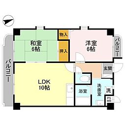 サンライズ三国ヶ丘 2LDKの間取図画像