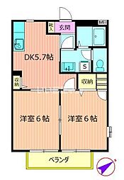 メゾン・コリーヌ 2DKの間取図画像