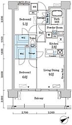 ベルヴュコート柏 2LDKの間取図画像