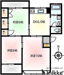 アーバンハイツ1号 3DKの間取図画像
