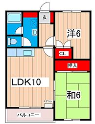 フラット大沼 2LDKの間取図画像