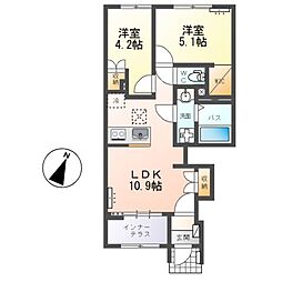 水戸市酒門町アパート 2LDKの間取図画像
