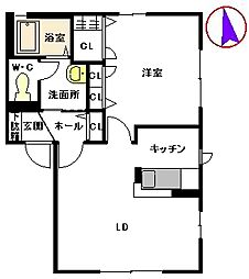 アルジール舟戸 1LDKの間取図画像