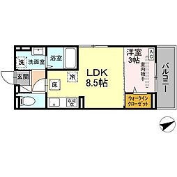 D Paina あざみ野I 1LDKの間取図画像