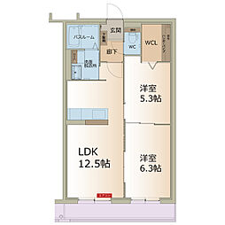 アイビス精華町 2LDKの間取図画像