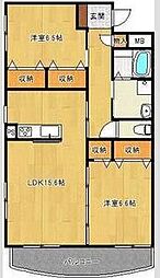プレジールコート太田 2LDKの間取図画像