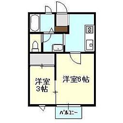 アグリフォーリオ山谷A棟 2Kの間取図画像