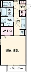 アモリール2 1Kの間取図画像