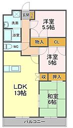 サン・フレア・ベル長通 3LDKの間取図画像