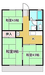 シティーハイム椿が丘 3Kの間取図画像