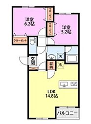 ガーデンコートA 2LDKの間取図画像