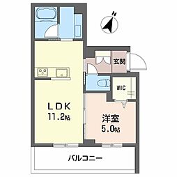 南浜田レジデンス 1LDKの間取図画像