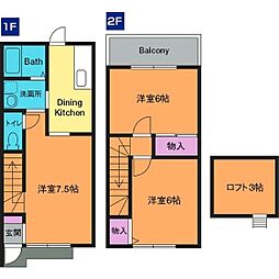 カーサイノウエテルッツォ 2LDKの間取図画像