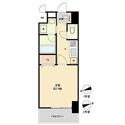 パークフラッツ本町 1Kの間取図画像