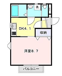 パルテンツァ新白河B 1DKの間取図画像