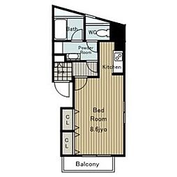 オーキッドビル白鳥 4階1Kの間取り