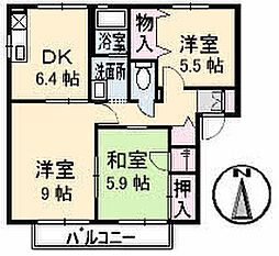 クレールJ2 3DKの間取図画像
