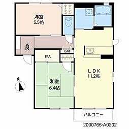 スクエアA棟 2LDKの間取図画像