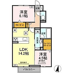 インフィールド 2LDKの間取図画像