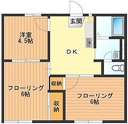エリーハイツC 3DKの間取図画像