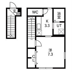 クロノスクウェア 1Kの間取図画像
