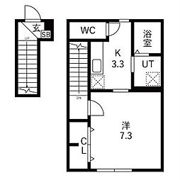 クロノスクウェア 1Kの間取図画像