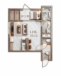 三条市東裏館1丁目アパート 1LDKの間取図画像