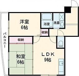 カーム瀬田 2DKの間取図画像
