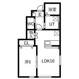 Seresta金ヶ崎 A棟 1LDKの間取図画像