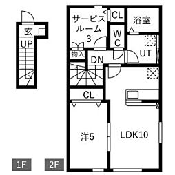 Seresta金ヶ崎 B棟 1SLDKの間取図画像