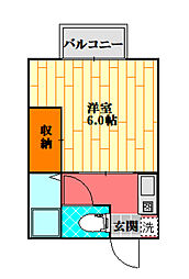 シャルマンハゴロモA棟 1Kの間取図画像