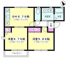 ランドコートB 2DKの間取図画像