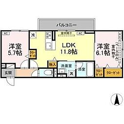 Premurosa 2LDKの間取図画像