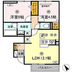 ラ・グランシューズ 2LDKの間取図画像
