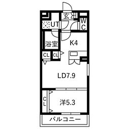 (仮)北区道場町マンション 1LDKの間取図画像