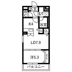 (仮)北区道場町マンション 1LDKの間取図画像