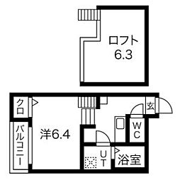 カーサ フェリーチェW 1階1Kの間取り