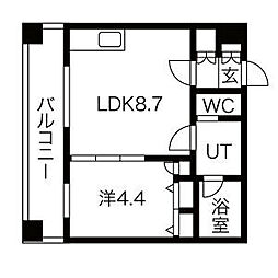 TEADA入船 1LDKの間取図画像