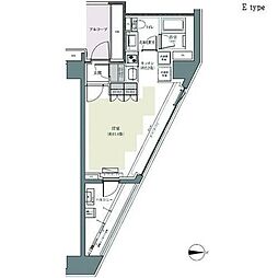 パークハウス東中野リヴゴーシュ 3階ワンルームの間取り