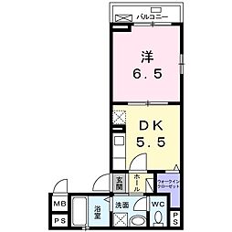ヴィラージュ北沢 1DKの間取図画像