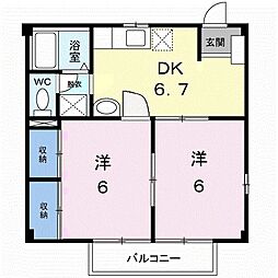 ニューシティ八栗口A 2DKの間取図画像