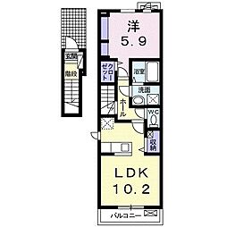 アイリス 2階1LDKの間取り