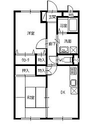 グレーシア緑町B 2DKの間取図画像