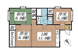 サンワロイヤル長江 1階3LDKの間取り