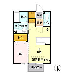 プルミエル　Ｂ 2階1LDKの間取り