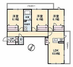 シャーメゾン宇多津　Ｄ棟 2階3LDKの間取り