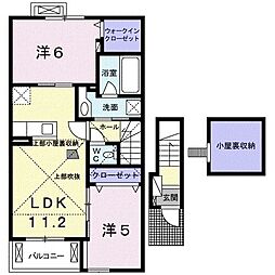 ドルチェ・ビータII 2階2LDKの間取り