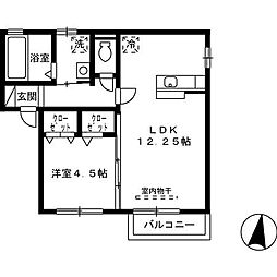 ル シエル 1階1LDKの間取り
