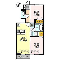 D-room利田A 2LDKの間取図画像