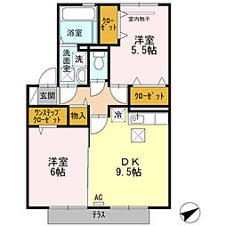 スターパレス下松ヘラクレス館 2DKの間取図画像